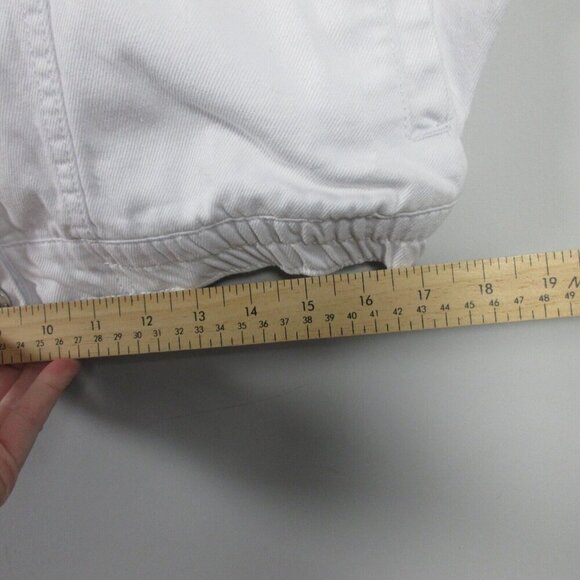 Habitual Oversize Crop Denim Jacket Women L White Short Sleeve Button Up 558 - Picture 11 of 13